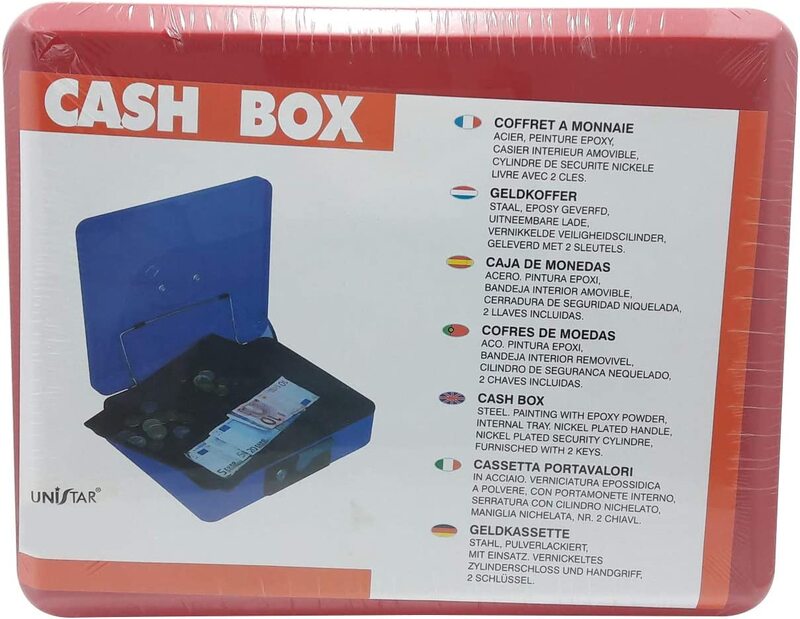 

Unistar 12-inch Cash Box with Handle, Red