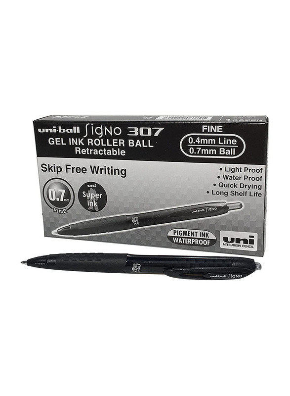 

Uniball 12-Piece Signo 307 Gel Ink Retractable Roller Ball Pen Set, 0.7mm, 190355000, Black