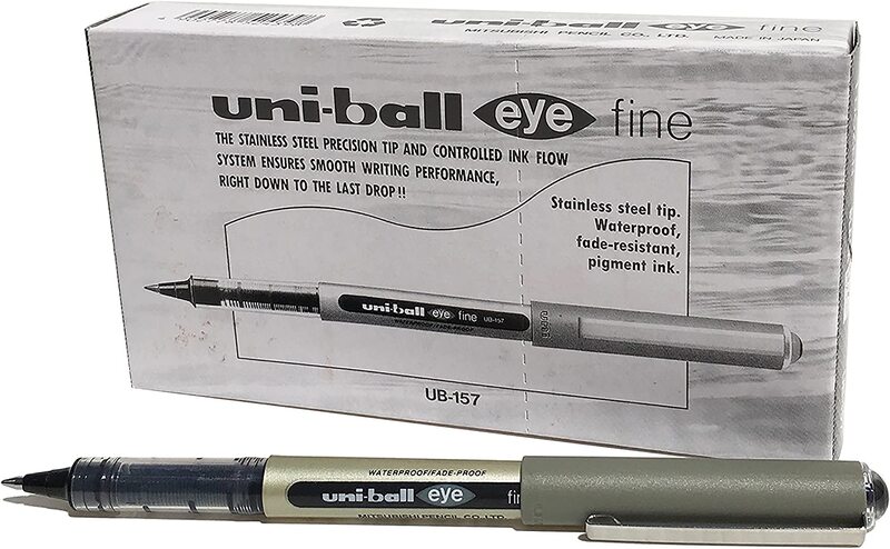 

Uniball 12-Piece UB-157 Eye Fine Liquid Ink Rollerball Pen, 0.7mm, Black