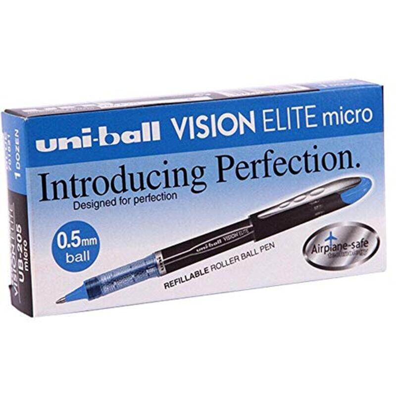

Uniball 12-Piece UB205 Vision Elite Roller Pen, 0.5mm, Blue