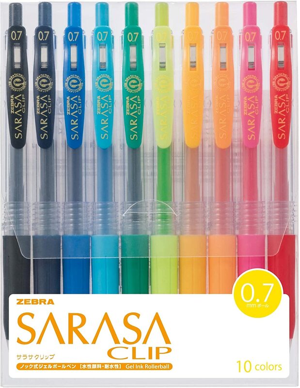 

Zebra 10-Piece Sarasa Clip Pen Set, 0.7mm, JJB15-10CA, Multicolour