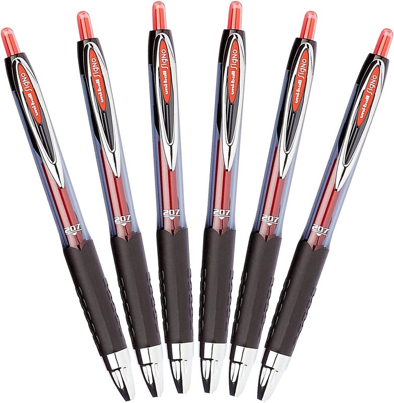 

Uniball 6-Piece Signo 207 Retractable Gel Ink Rollerball Pen Set, 0.7mm, Red