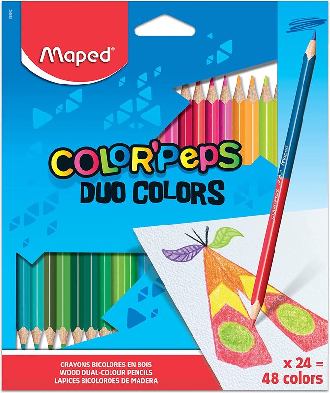 

Maped Color 'Peps Triangular Duo Coloured Pencils, 24 Pieces, 829602ZV, Multicolour