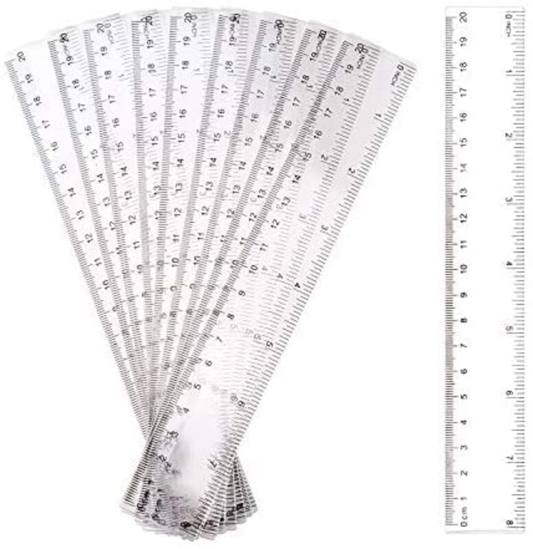 

10-Piece Plastic Ruler, 20cm, Clear