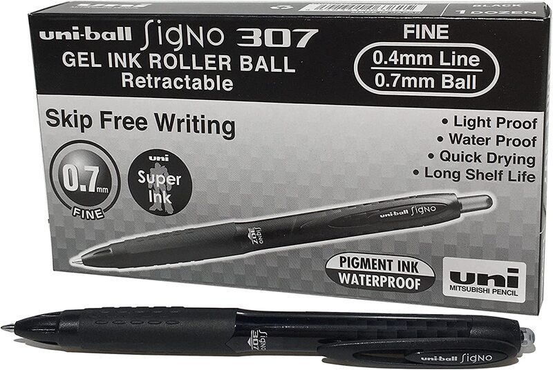 

Uniball 12-Piece MI-UMN307-BK Signo Gel Ink Roller Ball Retractable Pen, Black
