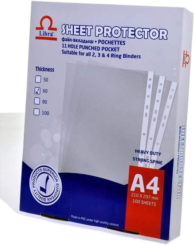 

Libra 100 Sheets A4 Size Heavy Duty Strong Spine Transparent Protector, Clear