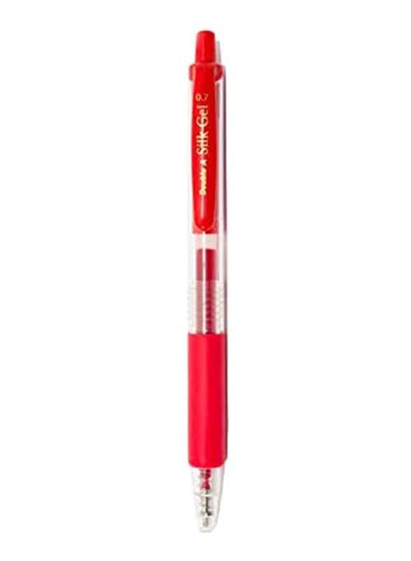 

Double A 12-Piece Silk Gel Clicker Rollerball Pen with Soft Grip, 0.7mm, Red