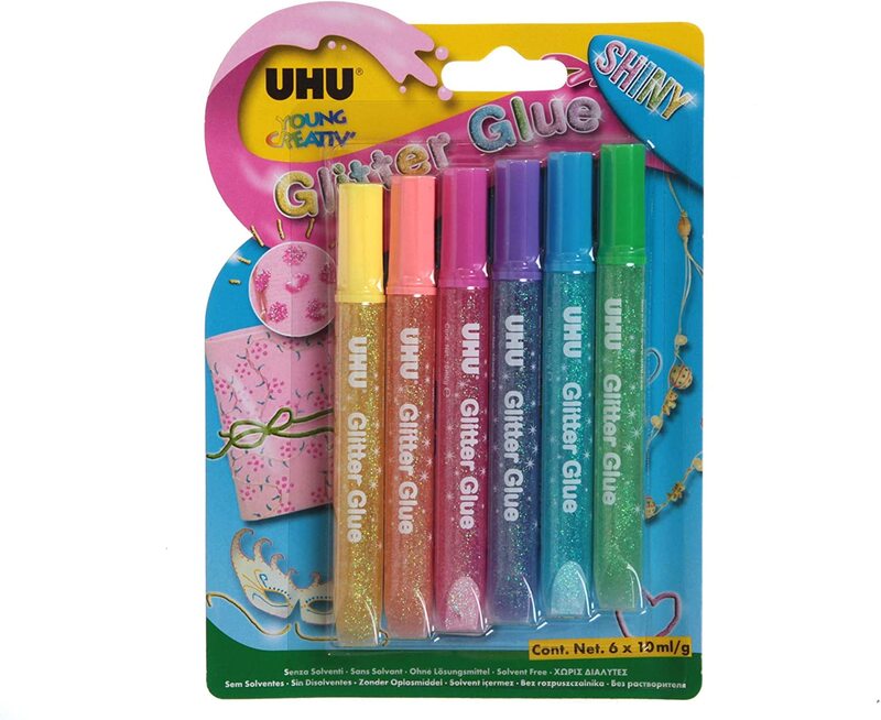 

UHU Glitter Glue, 6 Pieces x 10ml, Multicolour