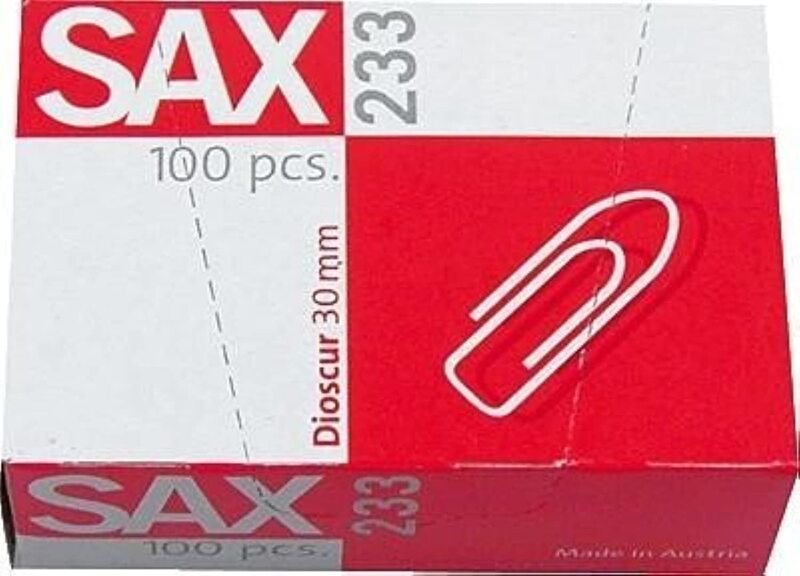 

SAX 233 Paper Clips, 30mm, 100 Clips, Silver