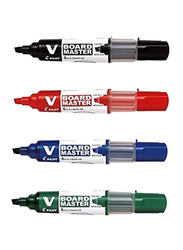 Pilot 4-Piece V-Board Master Chisel Whiteboard Marker, Multicolor