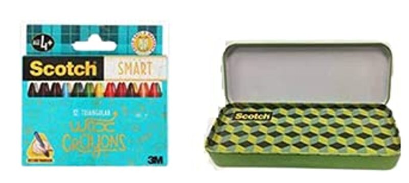 

Scotch Smart Triangular Wax Crayons with Pencil Box, 12 Pieces, Multicolour