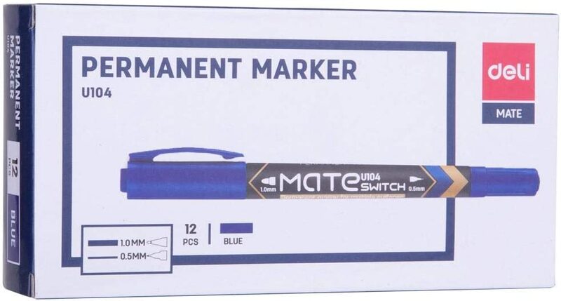 

Deli White Board Marker 2-Tip Pens, 12 Pieces, Blue