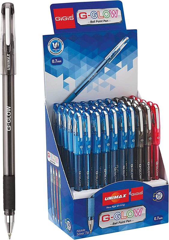 

Unimax 50-Piece GIGIS G-Glow Ballpoint Pen, 0.7mm, Assorted