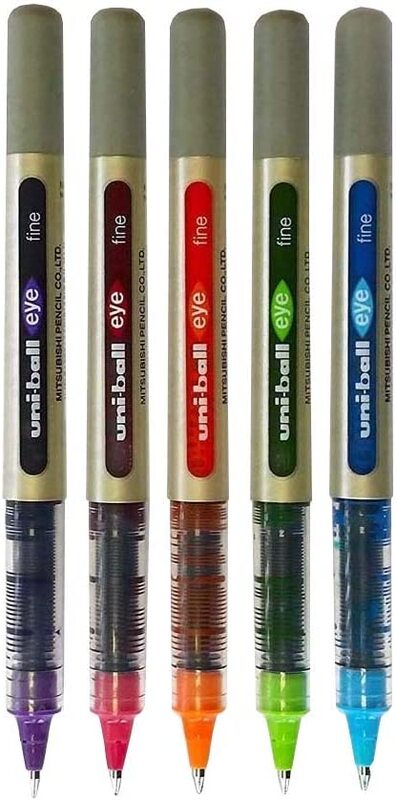 

Uniball 6-Piece UB-157 Eye Fine Liquid Ink Rollerball Pen, 0.7mm, Multicolour