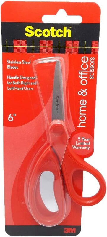 

Scotch 3M 1406 6-inch Home and Office Scissor, Red/Silver