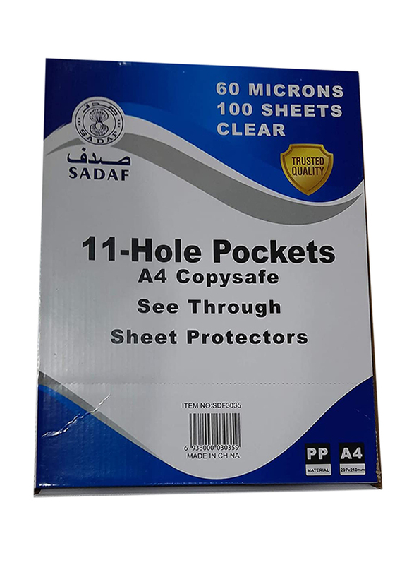 Sadaf Reinforcement Pocket Sheet Protector 60 Microns 100 Sheet Clear Dubaistore Com Dubai