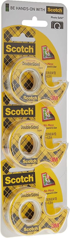 

Scotch 3-Piece Double-Sided Tape with Dispenser, Transparent