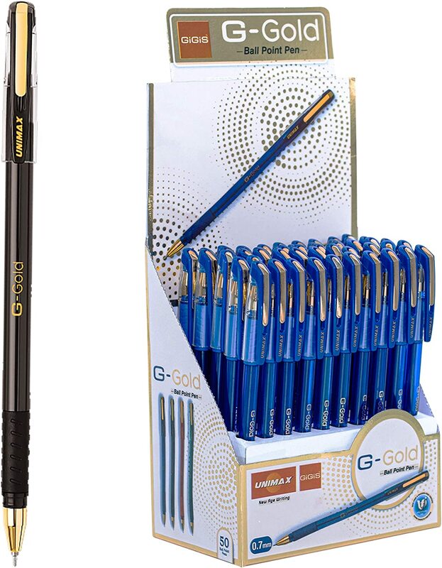 

Unimax 50-Piece Gigis G-Gold Ballpoint Pen Set, 0.7mm, Black