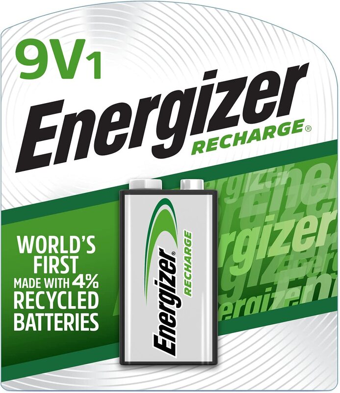 

Energizer 9V Rechargeable Batteries, Silver/Green