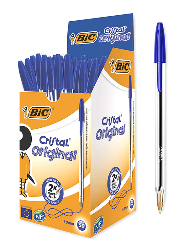 

Bic 50-Piece Cristal Original Medium Point Ballpoint Pens Set, 1.0mm, Blue