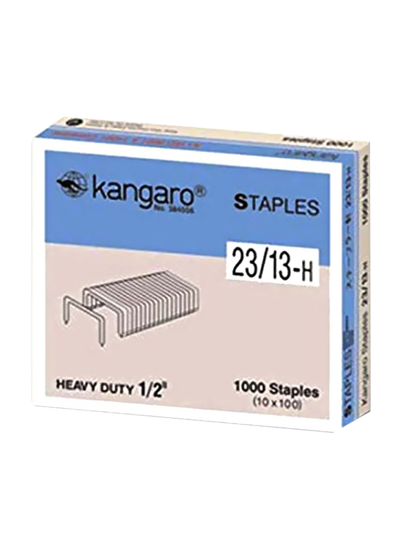 Kangaro Heavy Duty Staple Pins, 1000 Pieces, 23/13-H, Silver