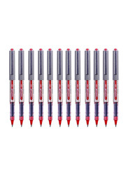 Uniball 12-Piece UB-157 Eye Fine Ballpoint Pen, 0.7mm, Red