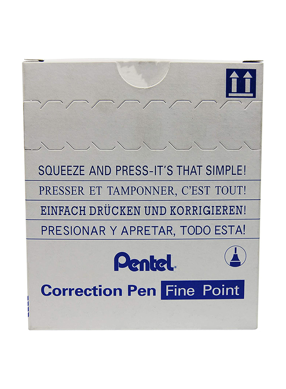 Pentel 12-Piece Micro Fine Point Correction Pen Set, 12ml, ZL31-W, White