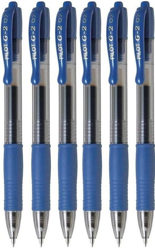 

Pilot 6-Piece G2 Retractable Gel Ink Pen, 0.7mm, Blue