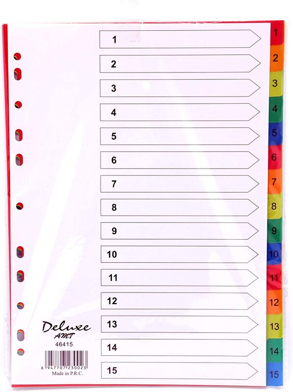 

Deluxe 46415 Plastic Divider Colour with Number, 10 Piece, Multicolour