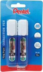 Pentel Correction Pen, 2 Pieces x 12ml, ZL31, White