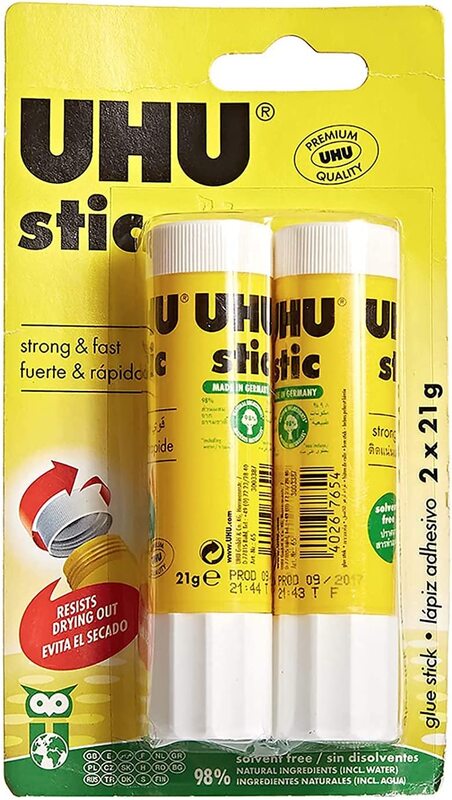 

UHU Glue Stick, 21 x 2 Pieces, Yellow