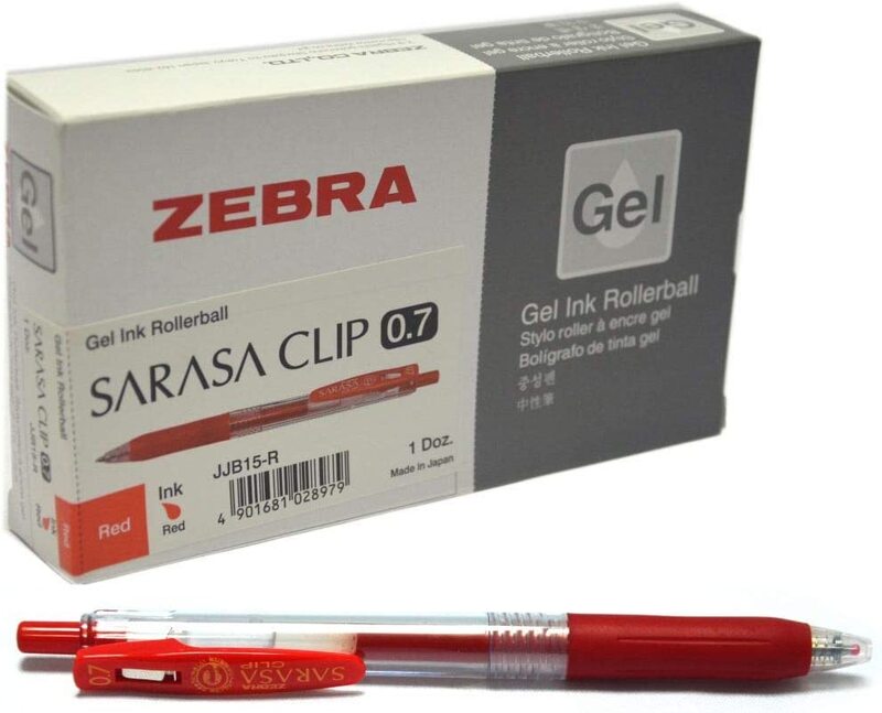 

Zebra 12-Piece Sarasa Clip Gel Ink Rollerball Pen Set, 0.7mm, Red