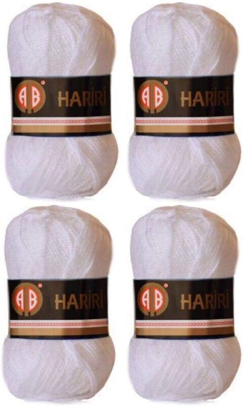 

AB Hariri Crochet and Knitting Yarn, 4 Pieces, White