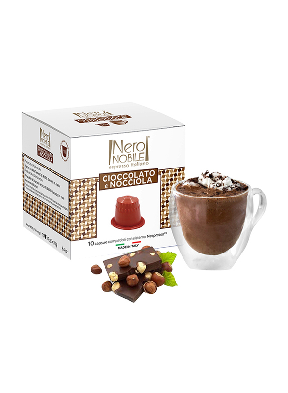 Nero Nobile Cioccolato E Nocciola Hazelnut Chocolate Flavored Nespresso Compatible Coffee, 10 Capsules