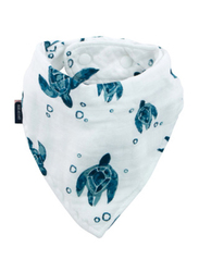 Bebe Au Lait Oh So Soft Sea Turtles Bamboo Blend Muslin Baby Bandana Bib, BLBBST, White/Teal