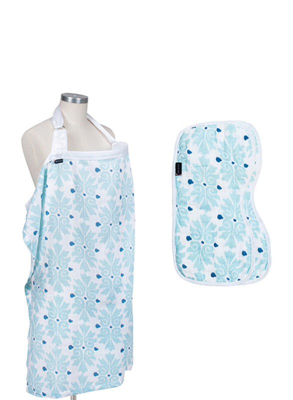 

Bebe Au Lait 3 Piece Avila Nursing Essentials Set, NE-BMAVC2, Blue/White
