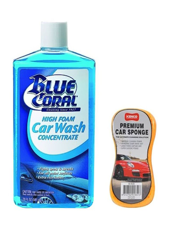 

Blue Coral 2-Piece High Foam Car Wash Shampoo and Premium Car Cleaning Sponge Set