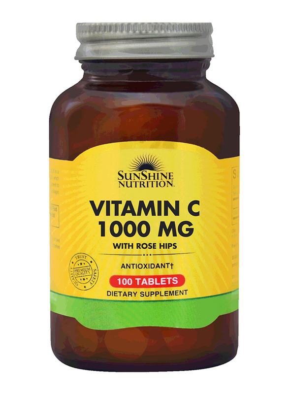 Sunshine Nutrition Vitamin C Dietary Supplement with Rosehips, 1000mg, 100 Tablets