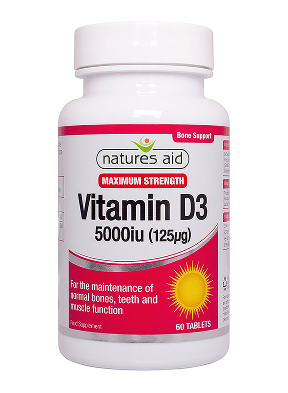 Natures Aid Vitamin D3 Maximum Strength Food Supplement, 5000iu, 60 Tablets