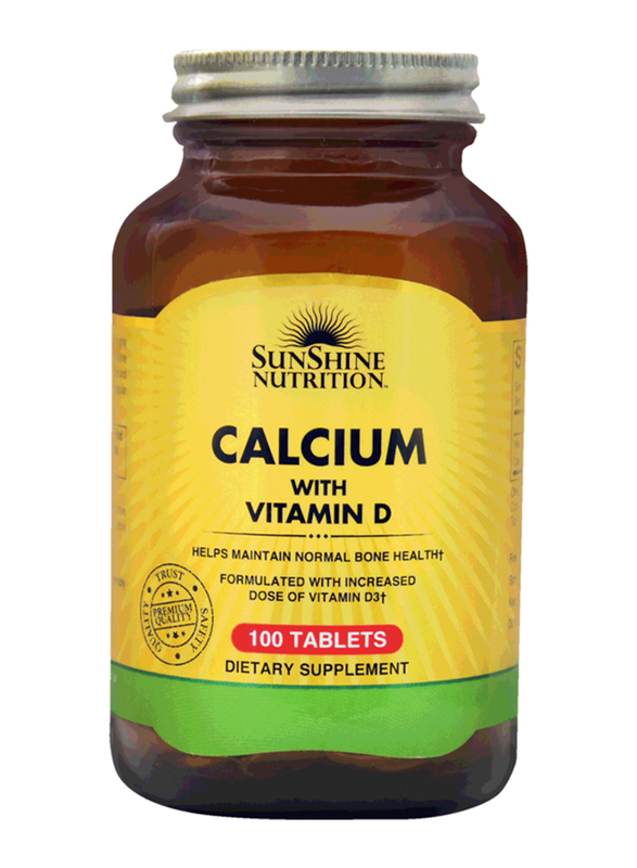 Sunshine Nutrition Calcium with Vitamin D3 Dietary Supplement, 100 Tablets