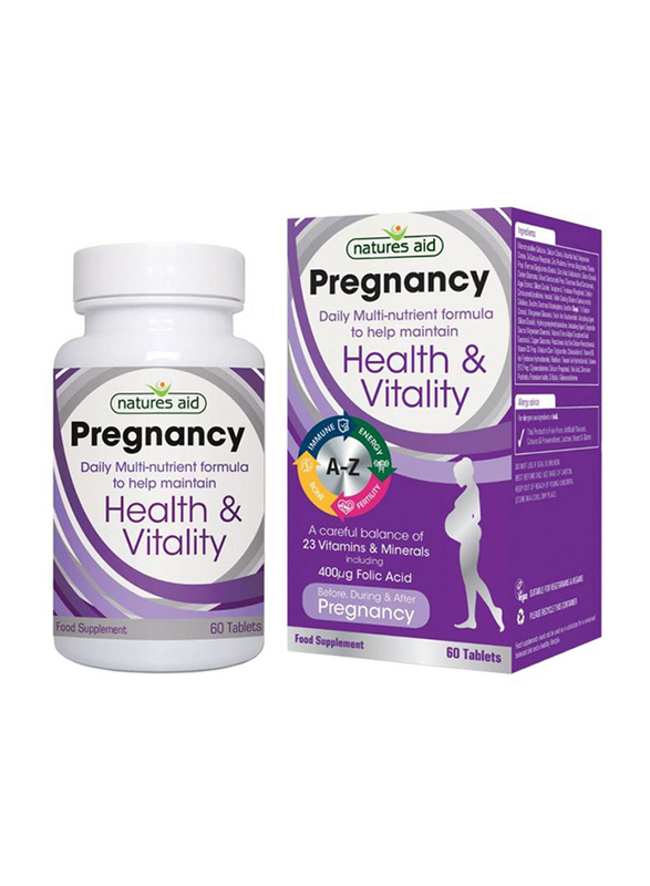 Natures Aid Pregnancy Multi-Vitamins & Minerals Food Supplement, 60 Tablets