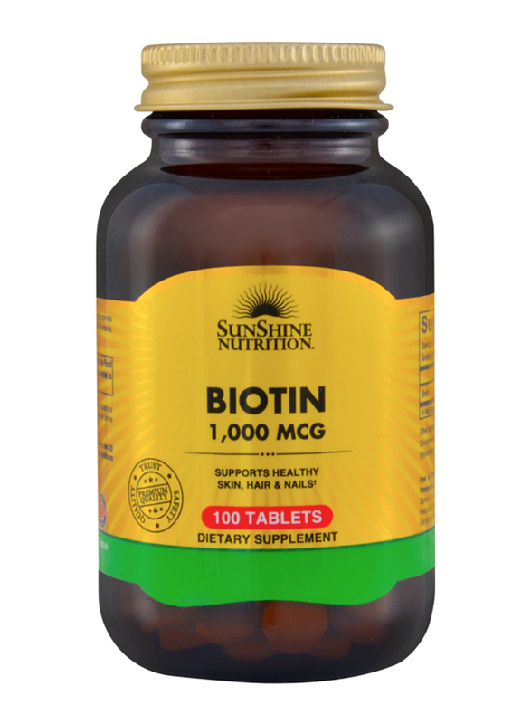 Sunshine Nutrition Biotin Dietary Supplement, 1000mcg, 100 Tablets
