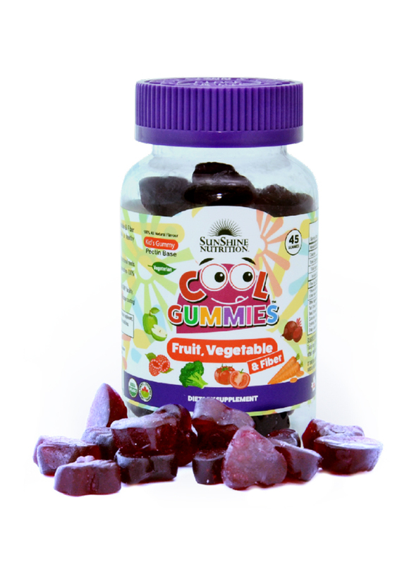Sunshine Nutrition Fruit, Vegetable & Fiber Cool Gummies Dietary Supplement, 45 Gummies