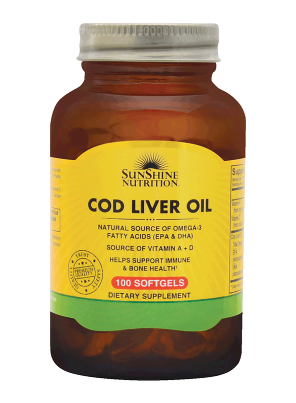 Sunshine Nutrition Cod Liver Oil Dietary Supplement, 100 Softgels