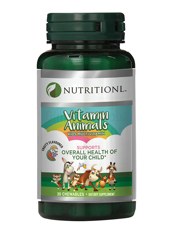 Nutritionl Chewable Animal Kids Multivitamins Dietary Supplement, 30 Tablets