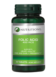 Nutritionl Folic Acid Dietary Supplement, 400mcg, 30 Tablets
