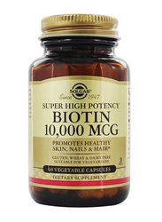 Solgar Super High Potency Biotin Dietary Supplement, 10, 000mcg, 60 Vegetable Capsules