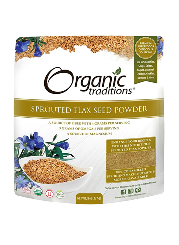 Organic Traditions Sprouted Golden Flax Seed Powder, 227gm