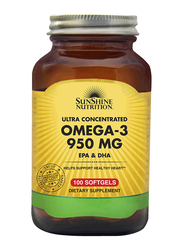 Sunshine Nutrition Ultra Concentrate Omega-3 EPA & DHA Dietary Supplement, 950mg, 100 Softgels
