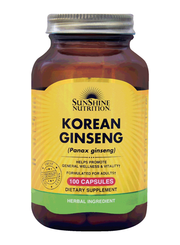 Sunshine Nutrition Korean Ginseng Dietary Supplement, 100 Capsules